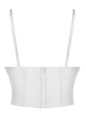Women's Sexy Smooth Satin Bustier Bra Tops with Shoulder Straps