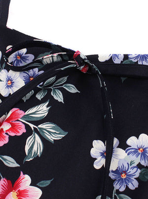 Floral Print Sleeveless Backless Casual Swing Dress