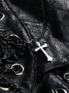 Gothic PU Leather Steampunk Rivet and Cross Embellished Black Shrug/Black