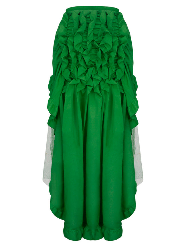 Retro Gothic Multi-layered Mesh and Ruffle Asymmetrical Tiered Skirt