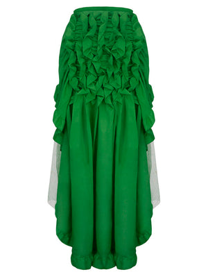 Retro Gothic Multi-layered Mesh and Ruffle Asymmetrical Tiered Skirt