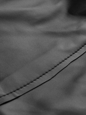 Men's Steampunk Black PU Leather One-piece Long Sleeveless Costume Tunic Jacket