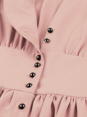 Women's Vintage Rockabilly Solid Color Pink Pleated Swing Dress