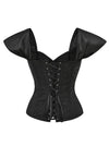 Corset Top for Women with Sleeves Bustier Overbust Lace Up Bodice Lingerie