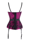 Lace Mesh Bustier Lingerie Overbust Corset with Garters