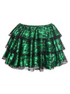 Women Gothic Floral Lace Tutu Skirt Layered Dancing Petticoat Green