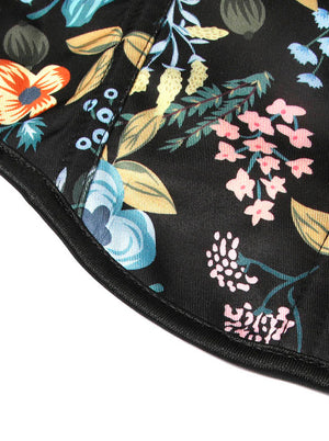 Corset Crop Top Women's Vintage Floral Printed Lace Up Bustier Vest Corset Top