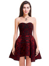 Steampunk Gothic Rose Print Zipper Boned High Low Corset Dress