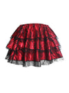 Women's Gothic Floral Lace Tutu Skirt Layered Dancing Petticoat Red