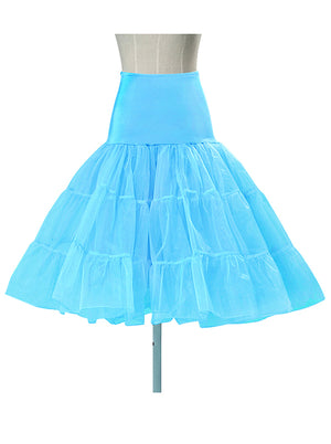 Women's 50s Vintage Rockabilly Petticoat Blue Tutu Graceful Cute Tulle Skirt