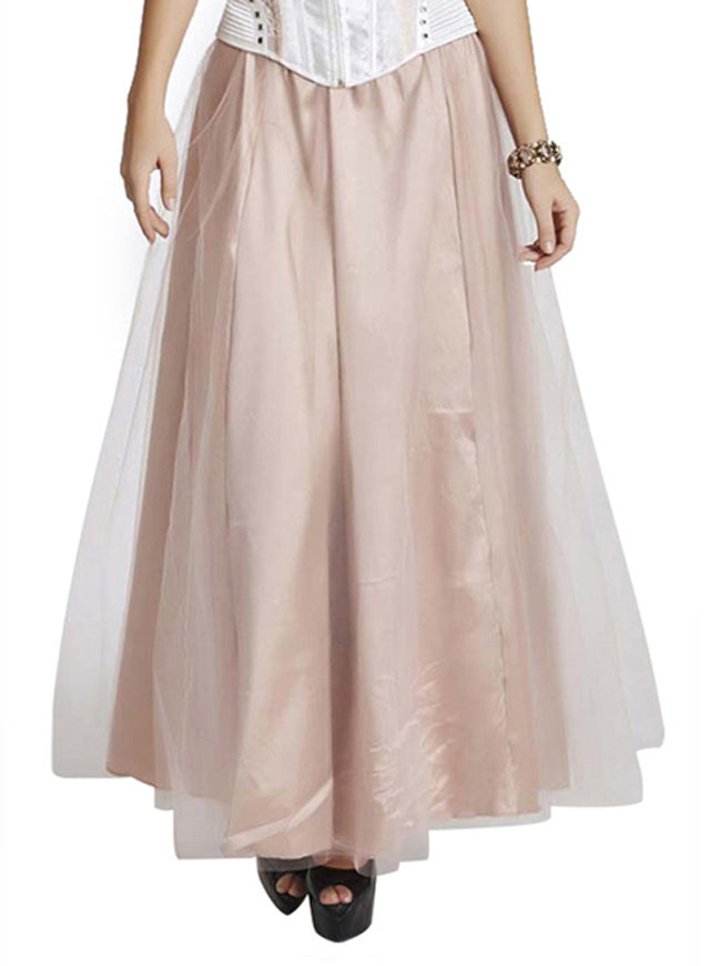 Women's Vintage Layered Tulle High Waisted Maxi Skirt Dress