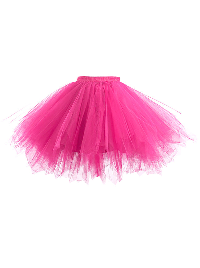 Women Irregular Tulle Tutu Petticoat Mesh Short Multi-layered Ballerina Skirt