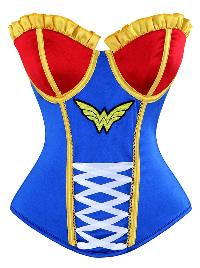 Women's Halloween Wonder Heroine Costume Cosplay Overbust Corset Top