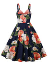 Retro Sweetheart Floral Print Cotton Spring Swing Dress with Bowknot