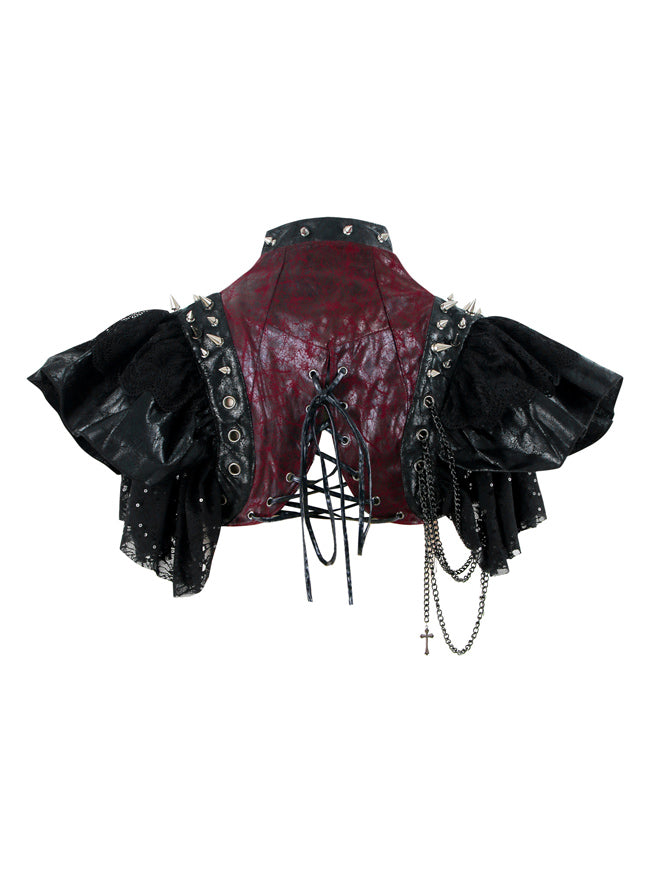 Gothic PU Leather Steampunk Rivet and Cross Embellished Shrug