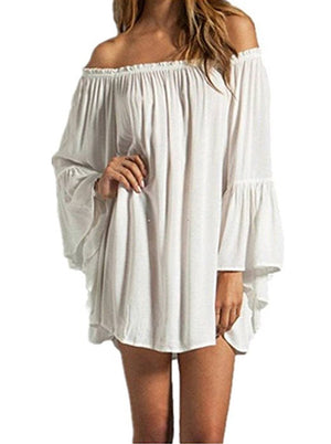 Off Shoulder Ruffled Long Sleeve Peasant Top for Women