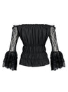 Women Sexy Gothic Off-shoulder Long Sleeve Ruffled Lace Boho Blouse Peasant Top