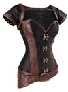 Steampunk Plus Size Steel Boned Leather Overbust Corset with Jacket