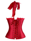 Victorian Vintage Satin Halter Red Plus Size Bustier Corset Top with Lace