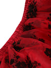 Women's Gothic Red Irregular Multi-layer Floral Print Organza High Low Elegant Flare Maxi Skirt