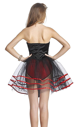 Women's A-Line Fashion Burlesque Zipper Romper Mesh Tutu Petticoat Dress