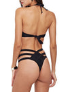 Black Hollow Out Halter Lace-up Two Pieces Swimsuit