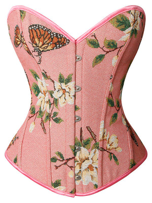 Women's Fashion Vintage Floral Butterfly Print Tummy Control Back Push Up Corset