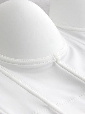 Casual White Strappy Padded Underwire B Cup Bustier Bra Clubwear Crop Top
