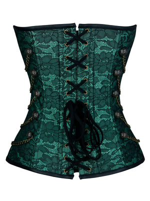 Steampunk Gothic Steel Boned Overbust Corset Top with Chains