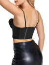 Satin Spaghetti Strap Zip Back Clubwear Corset Camis Crop Top for Women