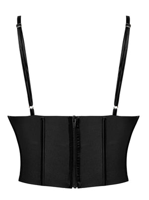Satin Spaghetti Strap Zip Back Clubwear Corset Camis Crop Top for Women