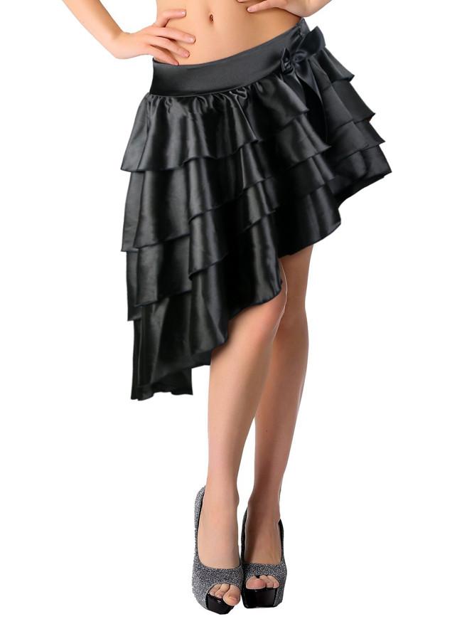 Women's Burlesque Satin Ruffles High-low Dancing Party Skirt