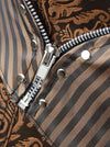 Gothic Retro Plus Size Brown Stripe Overbust Corset with Zipper