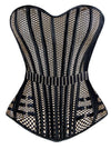 Fashion Lace Fishnet Boned Gothic Retro Steampunk Corset Bustier Top with Waist Belt