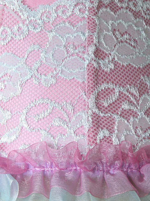 Fashion Pink Artificial Silk Lace Ruffles Underbust Corset