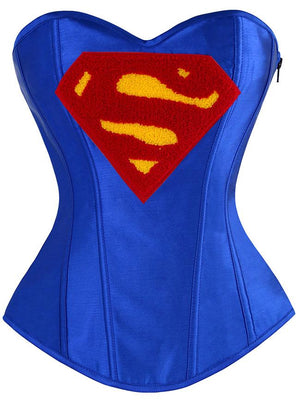 Women's Super Girl Comic Heroine Cosplay Halloween Costume Corset