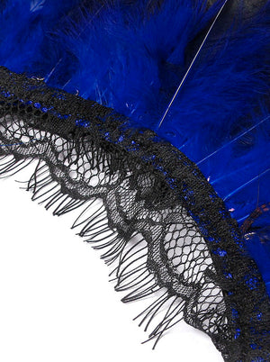 Gothic Natural Feather Shawl with Lace Cape Evil Queen Accessories Blue