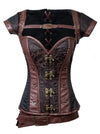 Women's Steampunk Plus Size Steel Boned Overbust Corset with Jacket and belt