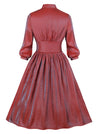 Women's Gradient High Neck Cut-out Puff Sleeve Party Midi Dress
