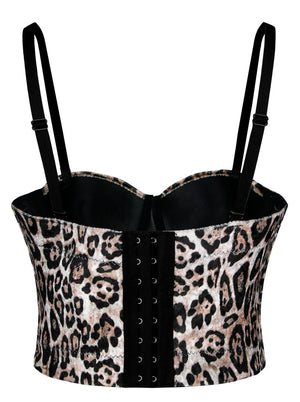 Sexy Leopard Pattern Push Up Bustier Crop Top Clubwear Party Bra Top Back View