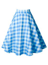 Women Fashion Vintage Plaid Skirt High Waist Flowy Knee Length Casual Checkered Skirt