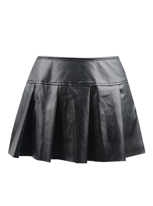 Women's Pleated Faux Leather Mini Skirt