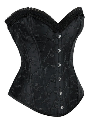 Women's Gothic Vintage Floral Embroidery Boned Overbust Corset Top