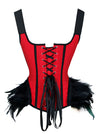 Women's Gothic Lace Up Overbust Bustier Corset Top with Feather