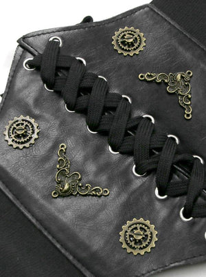 Steampunk Retro Leather Elastic Lace Up High Waist Cincher Corset Belt