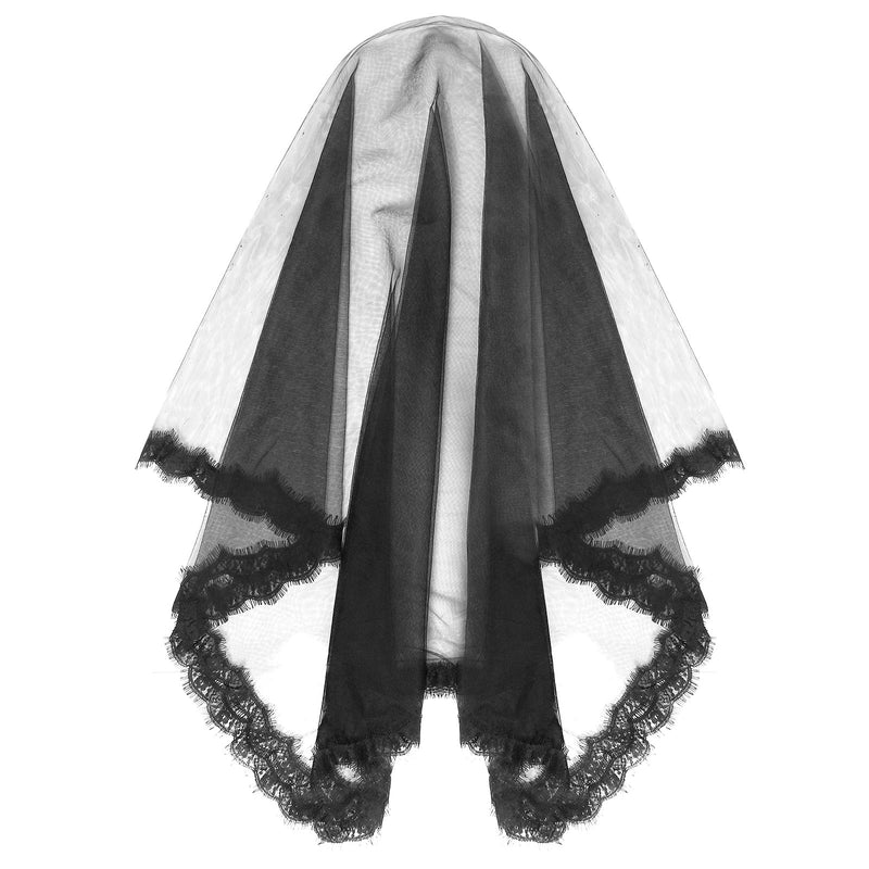 Ghost Bride Tulle Veil Gothic Retro Lace Church Chapel Mantilla Latin Mass Head Covering