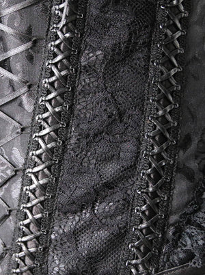 Spiral Steel Boned Burlesque Sexy Brocade Lace Zipper Corset