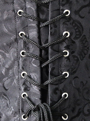 Spiral Steel Boned Burlesque Sexy Brocade Lace Zipper Corset