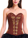 Classical Vintage Steel Boned Overbust Corset with Floral Embroidery