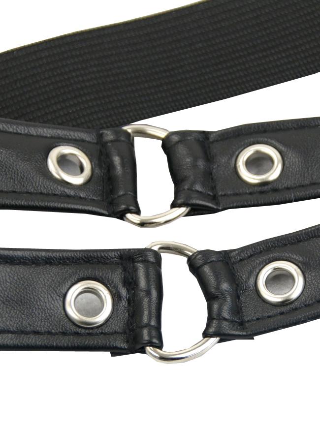 Steampunk Black Faux Leahter Elastic Pocket Corset Waist Belt